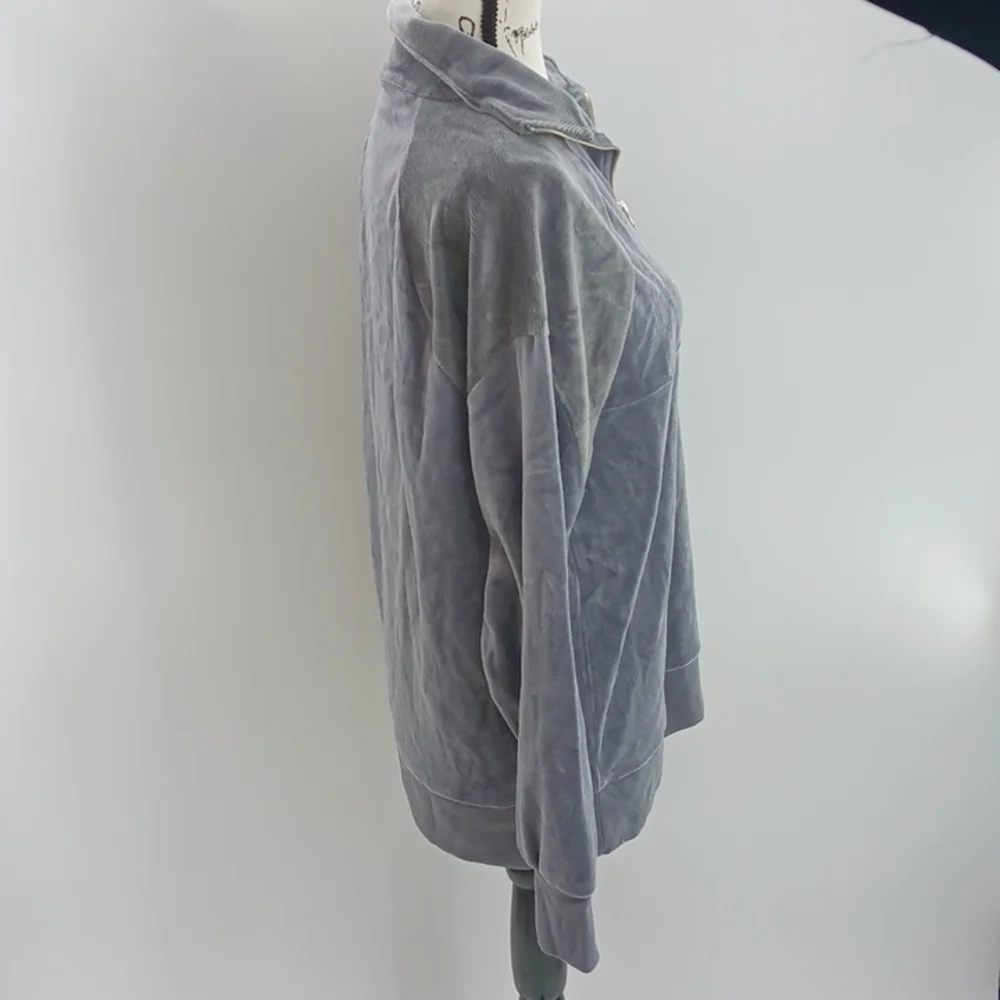 Wild Fable Velour Pullover Womens Quarter Zip Tunic Sweatshirt Gray - Picture 5 of 8